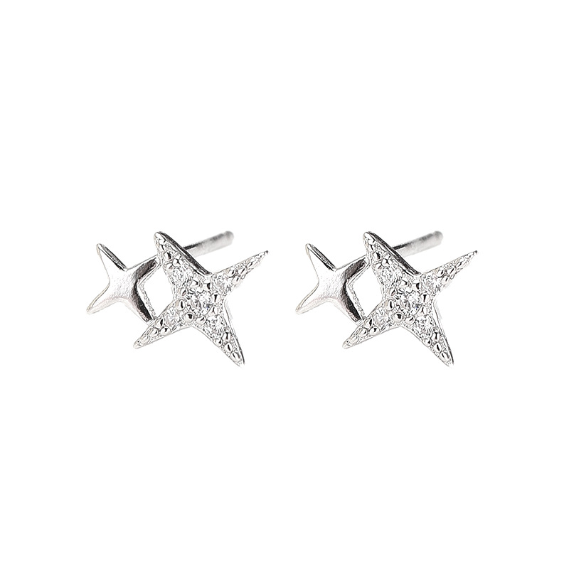 925 silver star zircon earrings stud