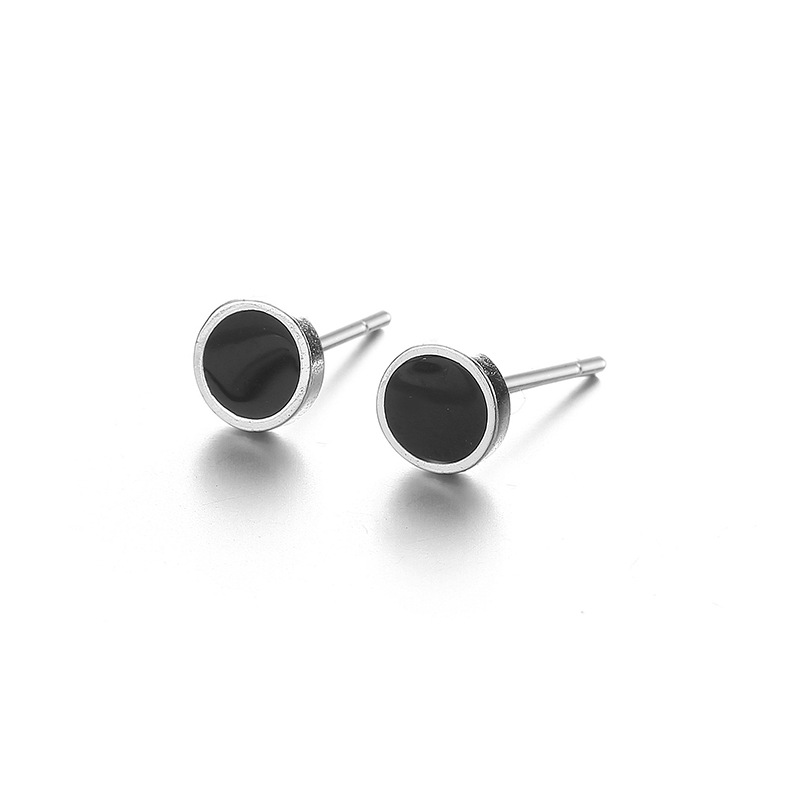 925 silver black earrings stud