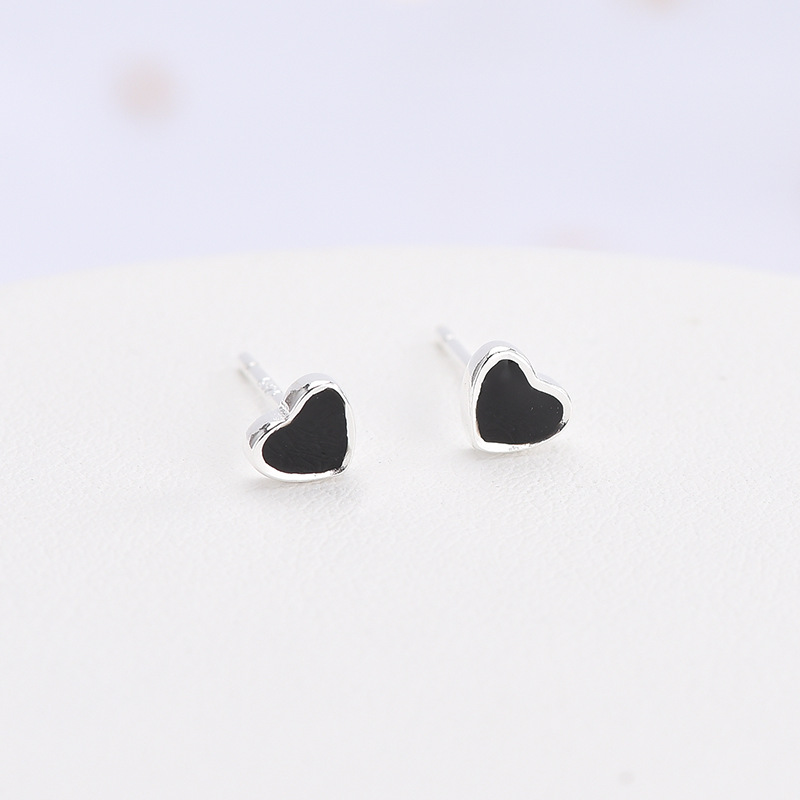 925 silver black earrings stud