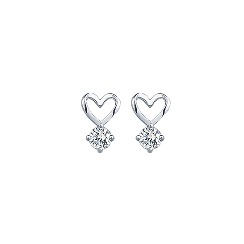 925 silver heart zircon earrings stud