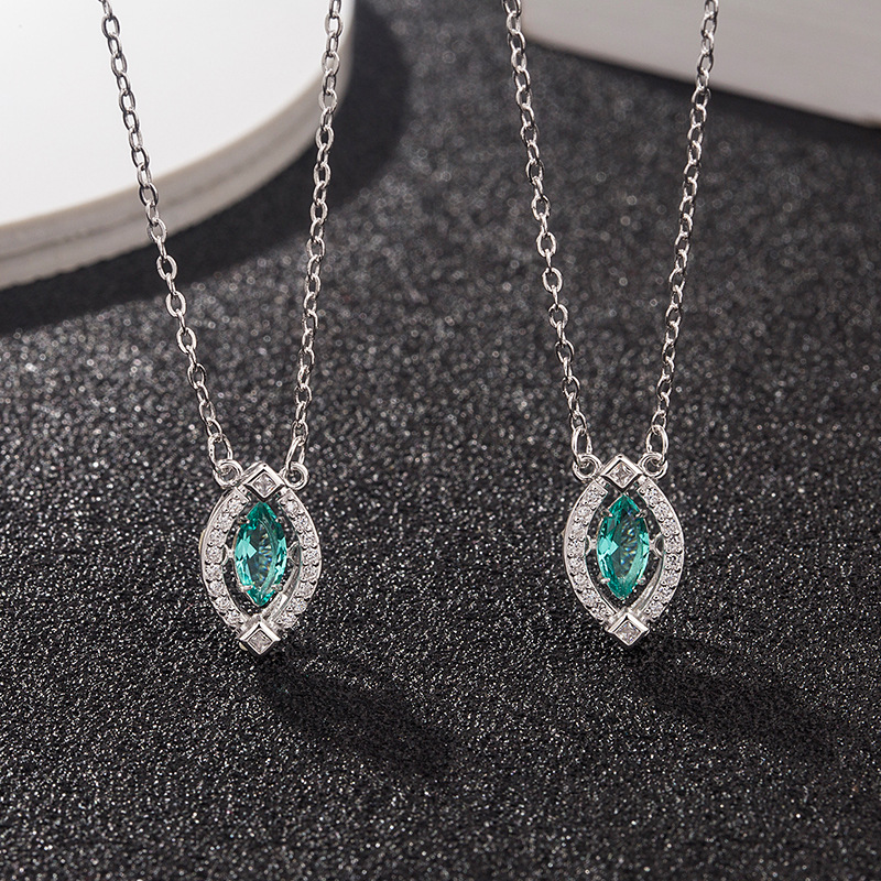 925 silver rhombus zircon necklace