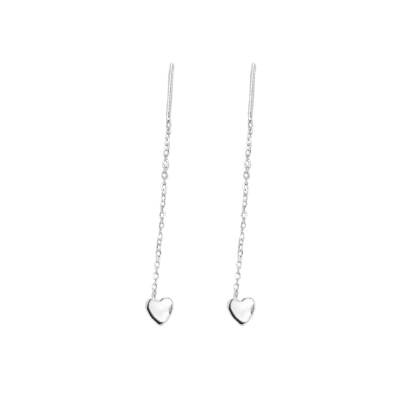 925 silver heart tassels earrings