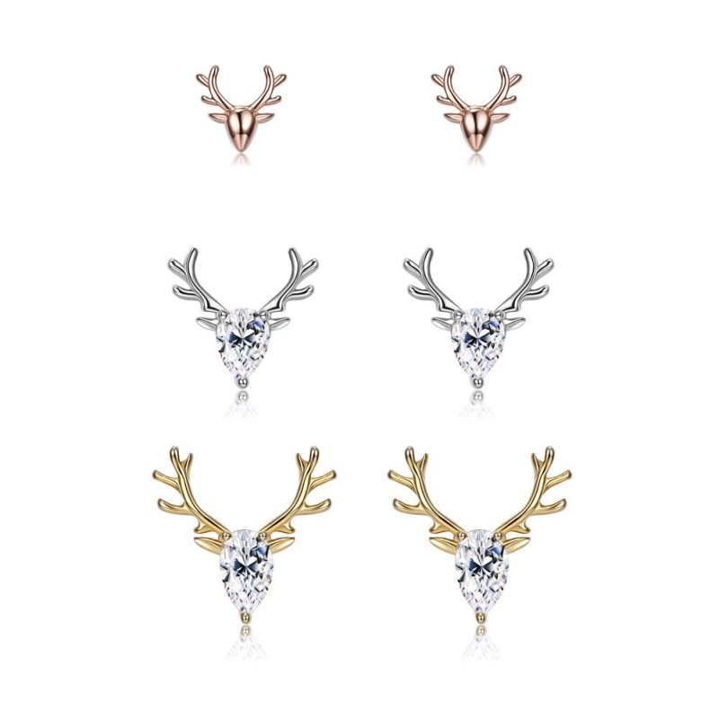 925 silver antler earrings stud