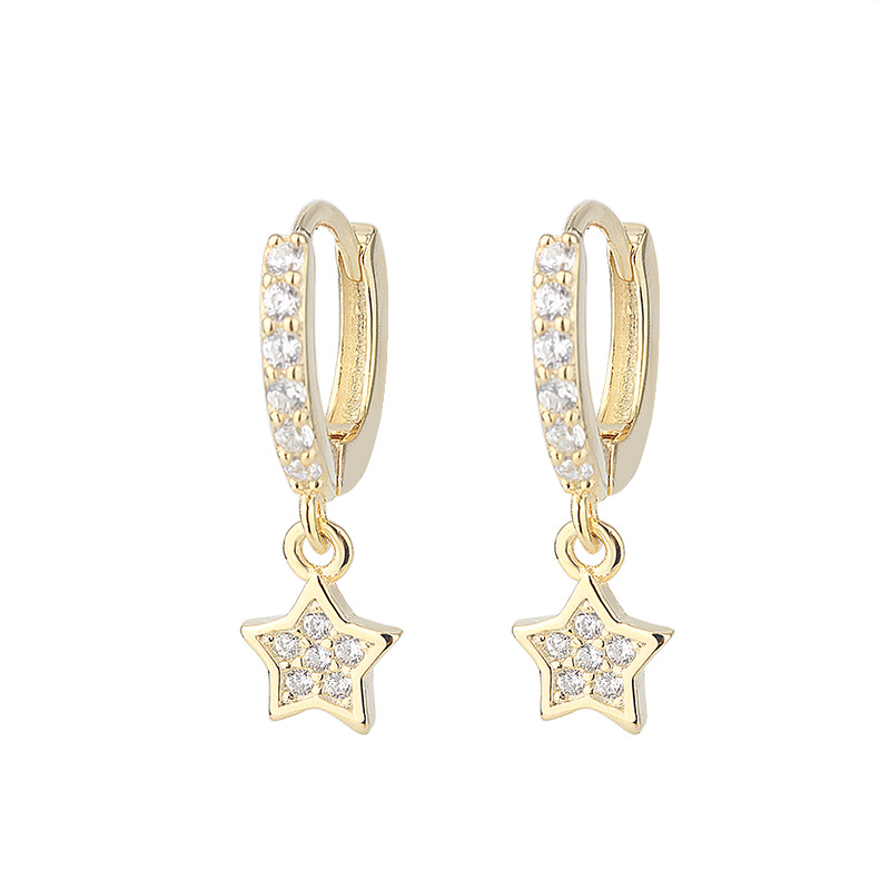 925 silver star diamond earrings