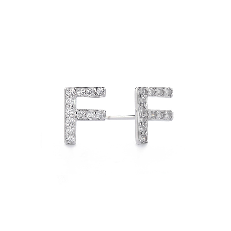 925 silver English letters earrings stud