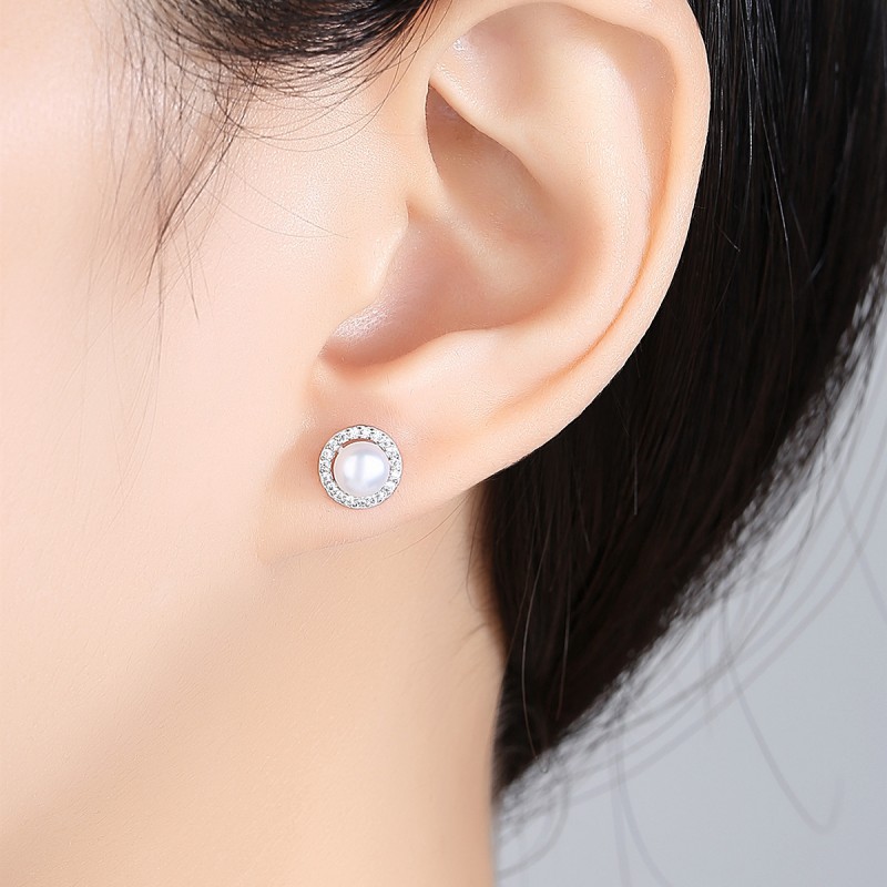 S925 SILVER EARRINGS STUD PEARL