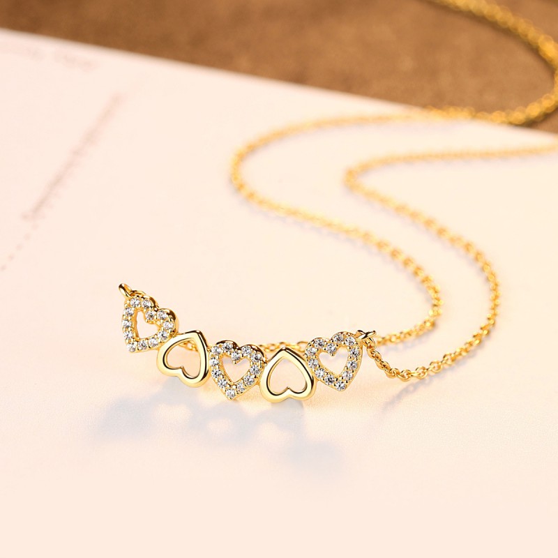 925 silver gold plated  heart pendant necklace 