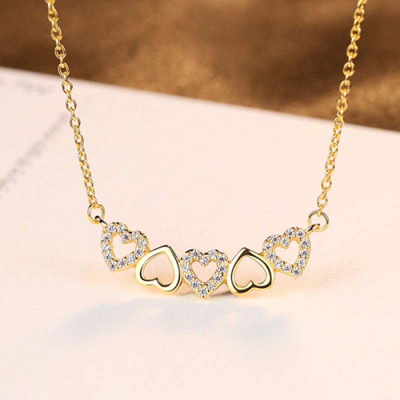 925 silver gold plated  heart pendant necklace 