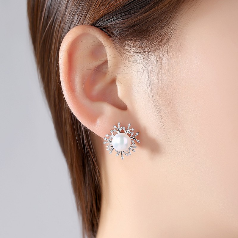 s925 SILVER PEARL EARRINGS STUD