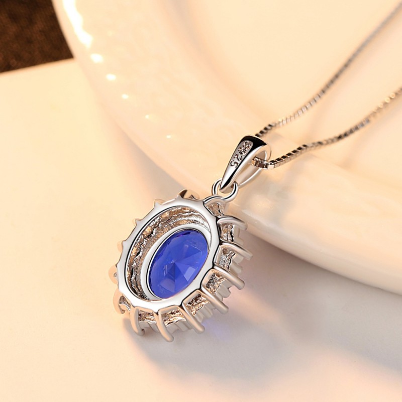 Royal blue pendant 925 silver necklace