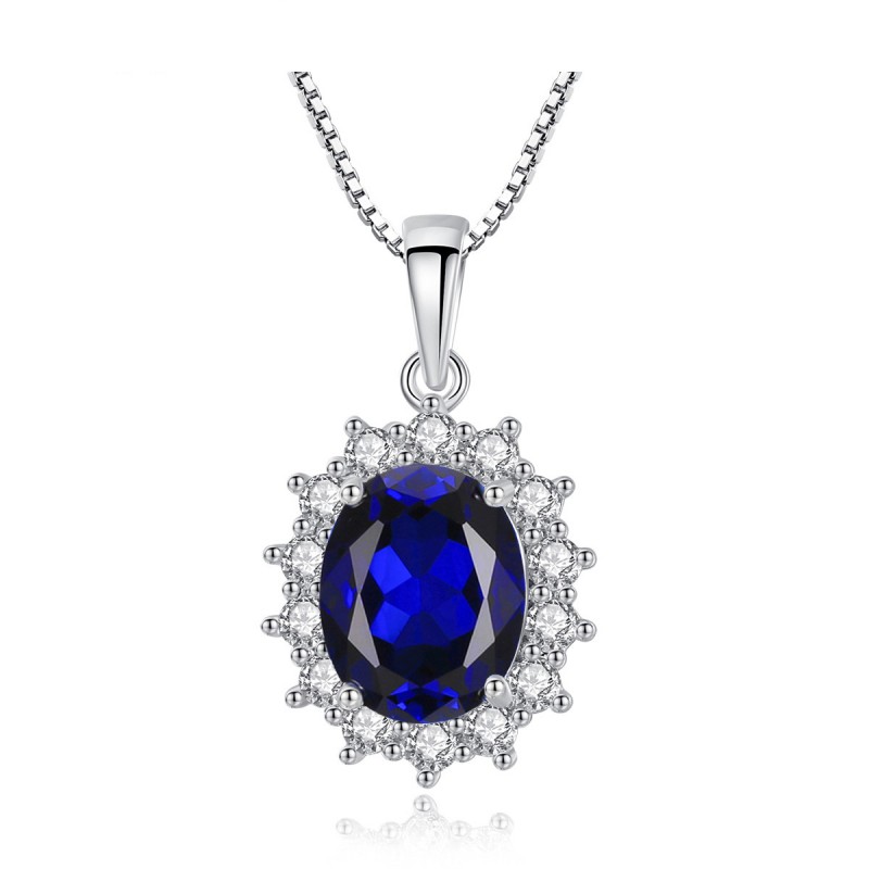 Royal blue pendant 925 silver necklace