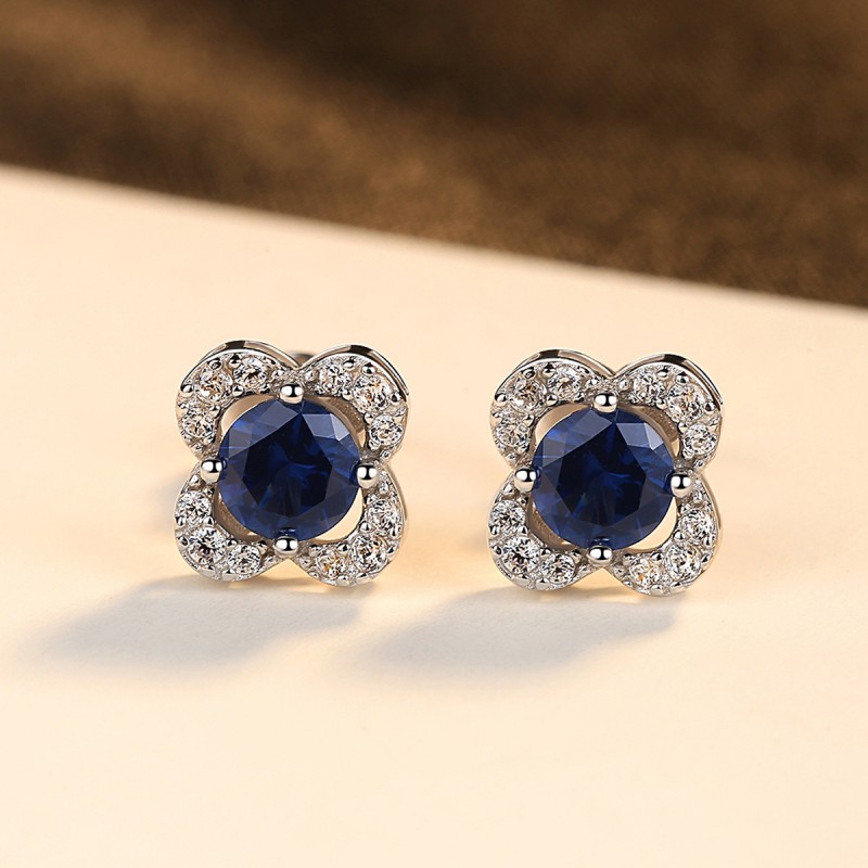 925 silver blue  earrings stud