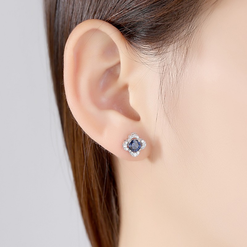 925 silver blue  earrings stud