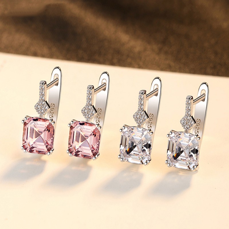 PINK CZ silver earrings