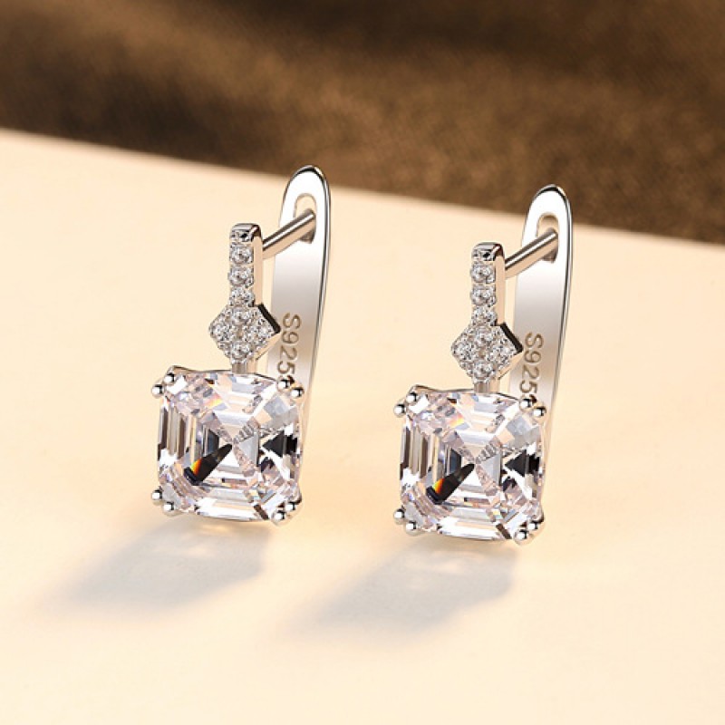 PINK CZ silver earrings