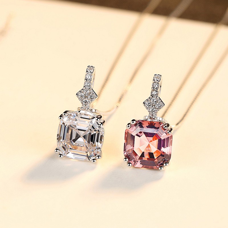 925 SILVER NECKLACE PINK CZ PENDANT