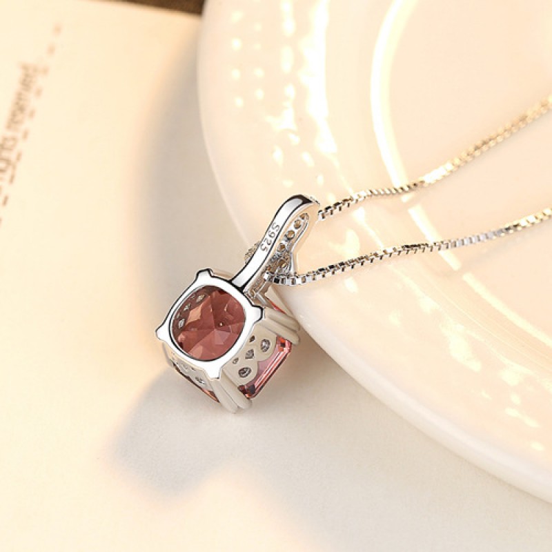 925 SILVER NECKLACE PINK CZ PENDANT