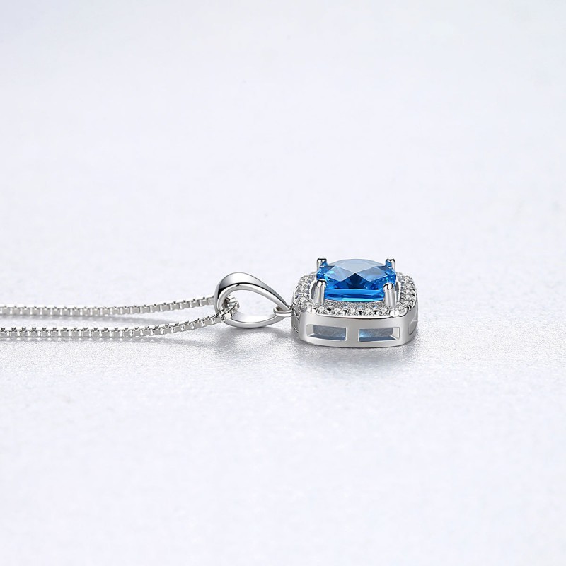 BLUE CZ pendant silver necklace