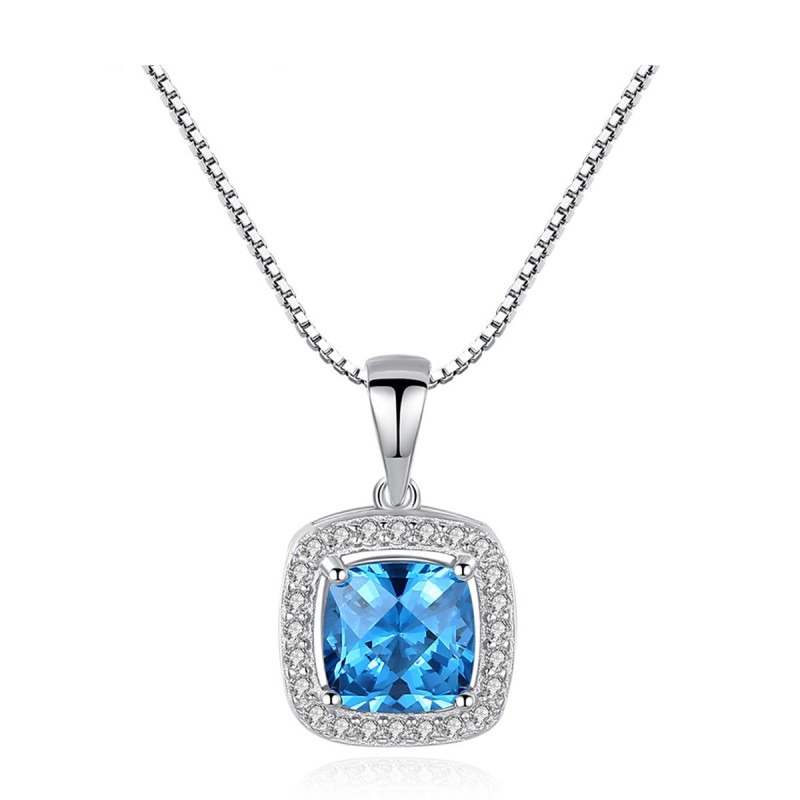 BLUE CZ pendant silver necklace