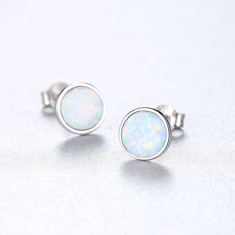 COLORFUL Opal SILVER EARRINGS STUD