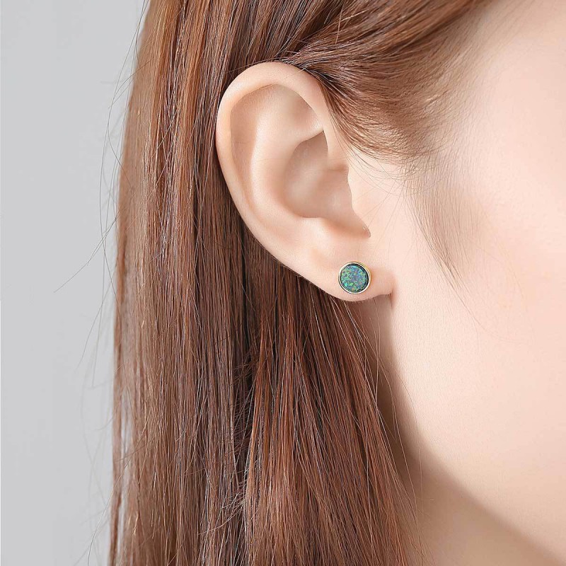 COLORFUL Opal SILVER EARRINGS STUD