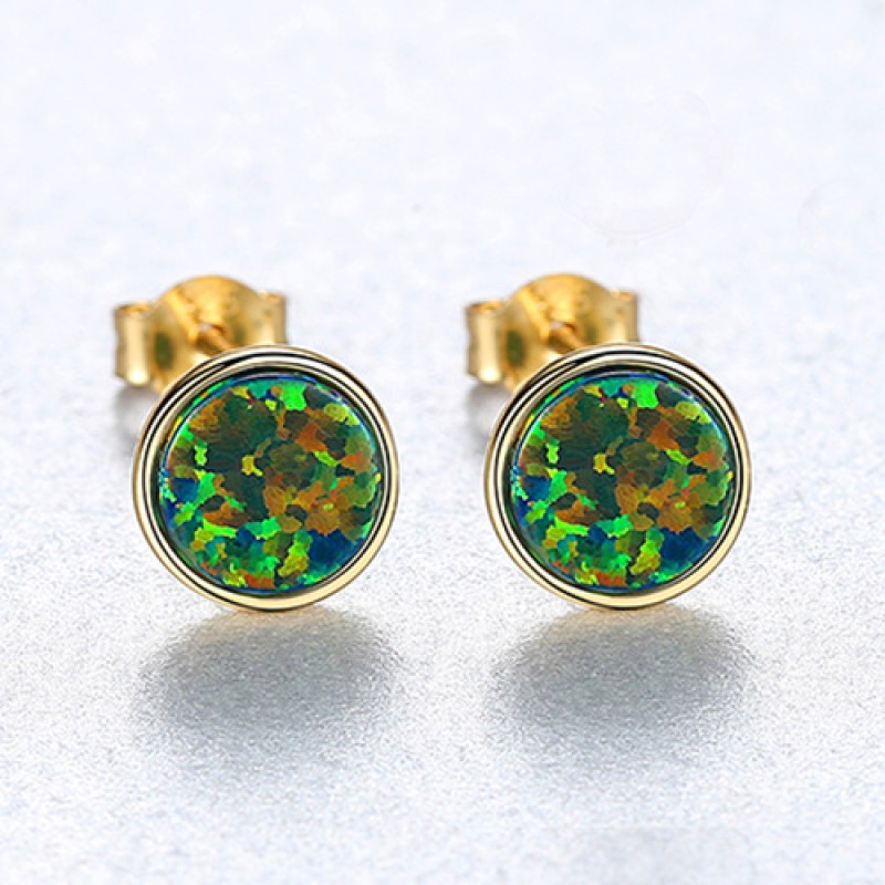 COLORFUL Opal SILVER EARRINGS STUD