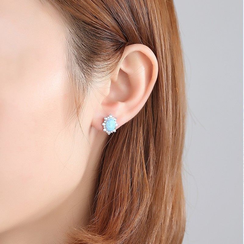 Opal EARRINGS STUD SILVER EARRING