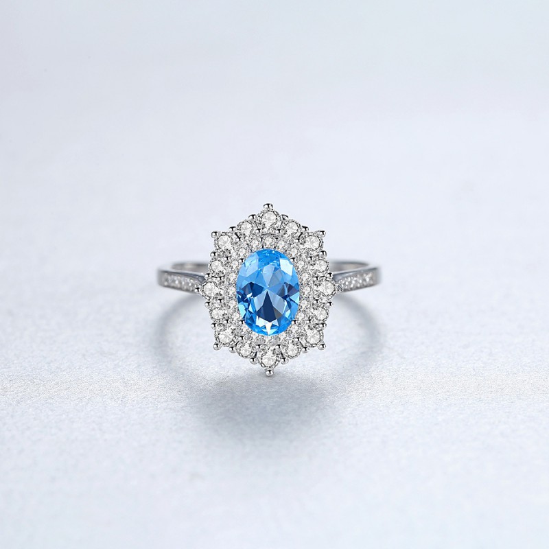 BLUE CZ silver rings