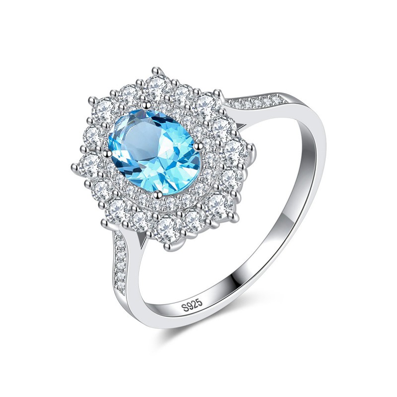 BLUE CZ silver rings