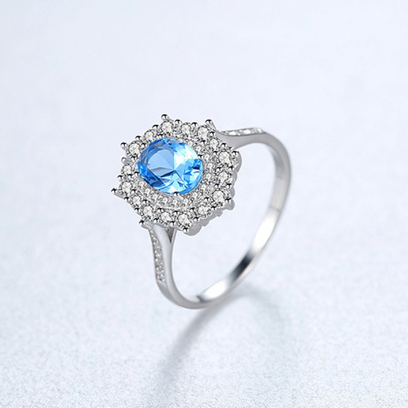 BLUE CZ silver rings