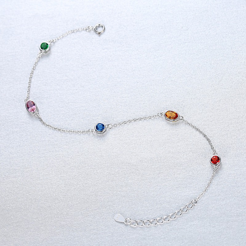 COLORFUL CZ SILVER WOMEN BRACELET