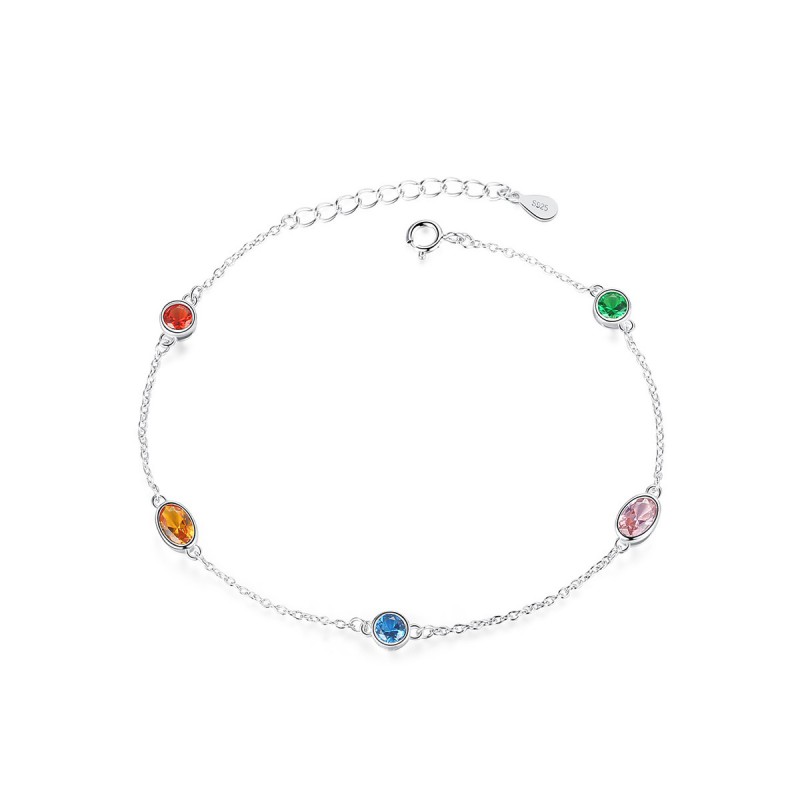 COLORFUL CZ SILVER WOMEN BRACELET