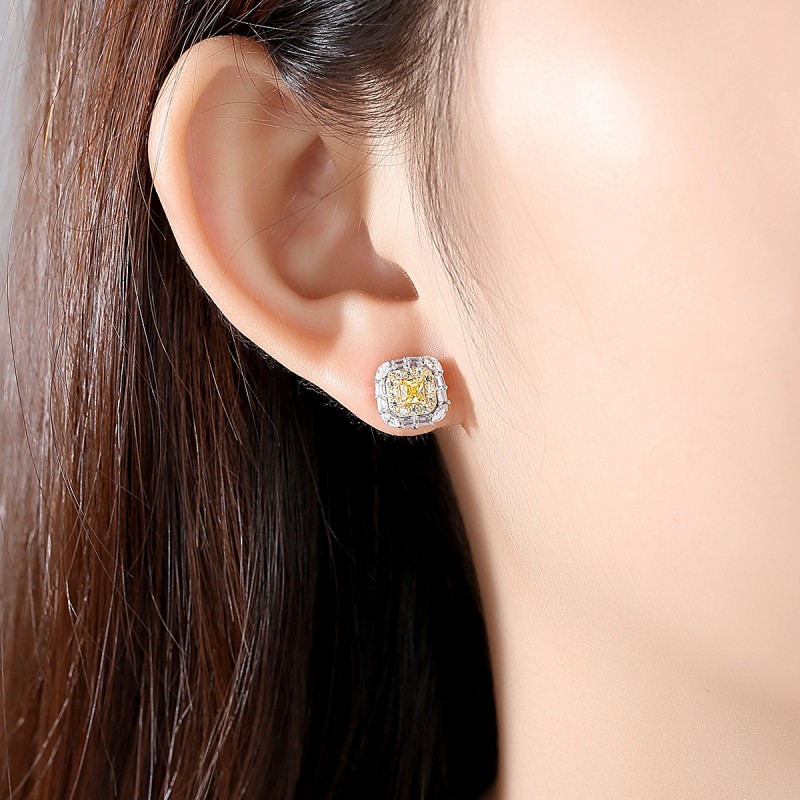 COLORFUL CZ SIVER EARRINGS STUDS