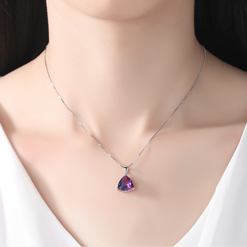 925 silver triangle zircon necklace