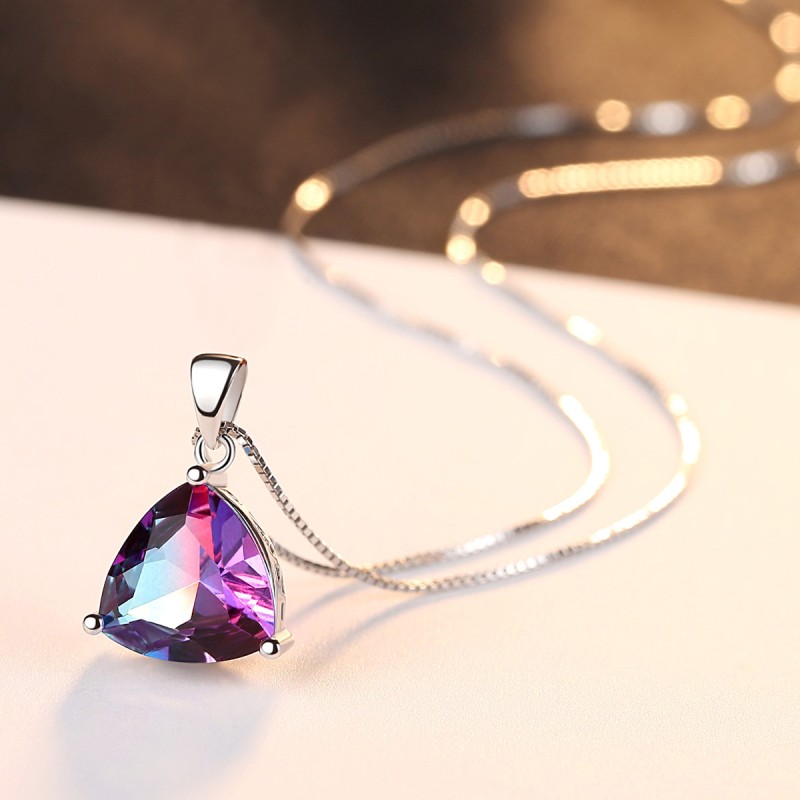 925 silver triangle zircon necklace