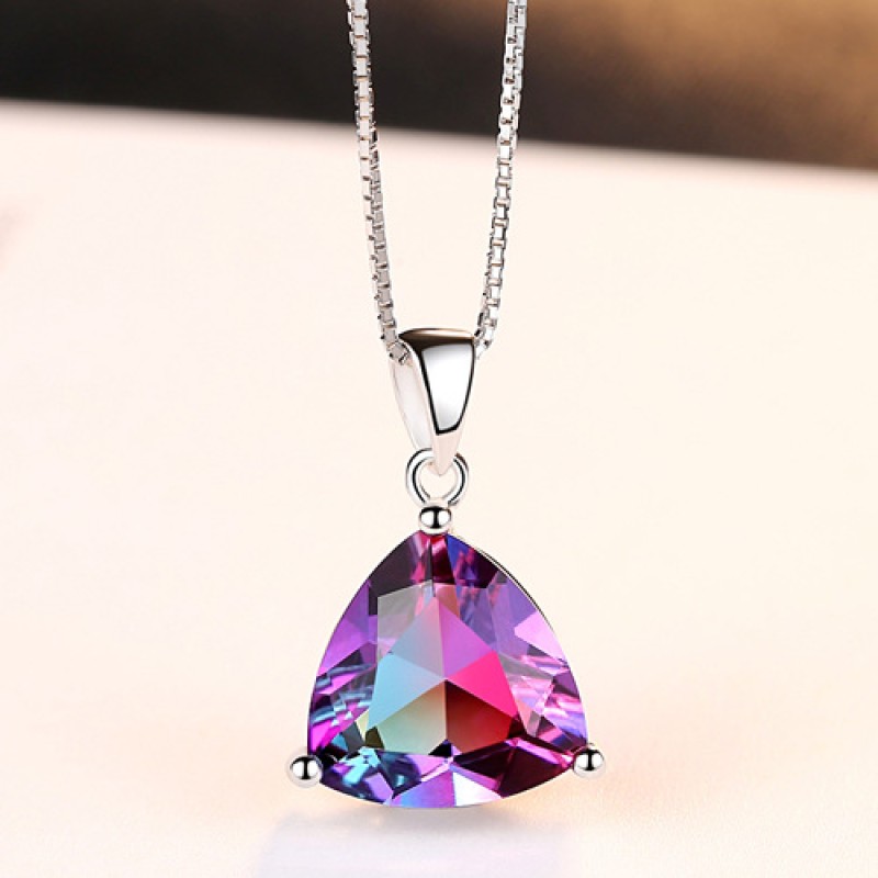 925 silver triangle zircon necklace