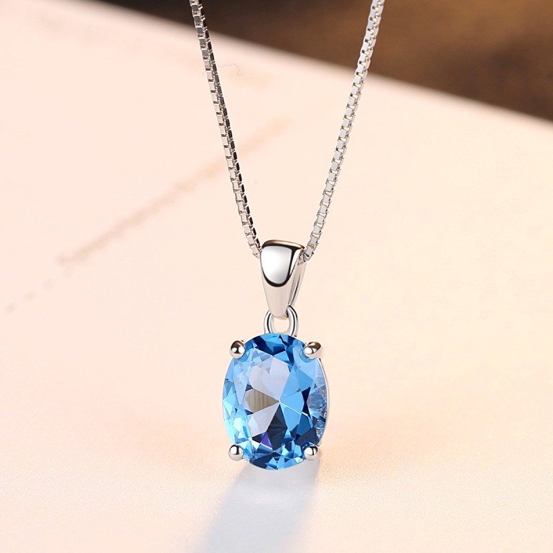 925 SILVER BLUE ZIRCON NECKLACE