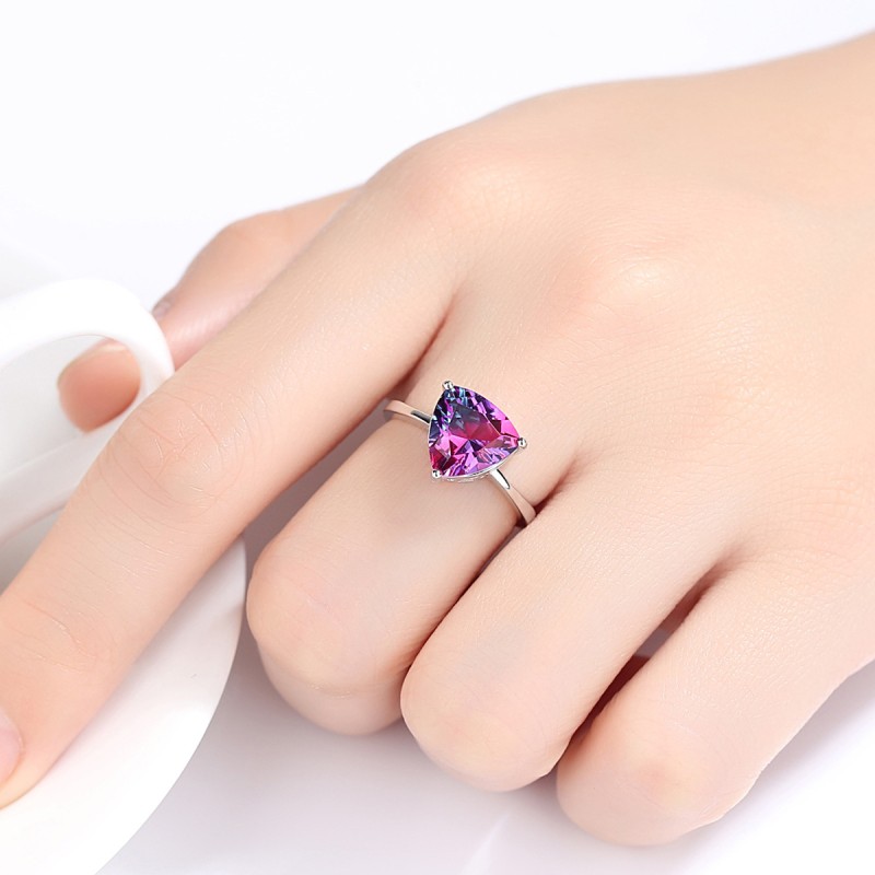 925 SILVER triangle ZIRCON RING