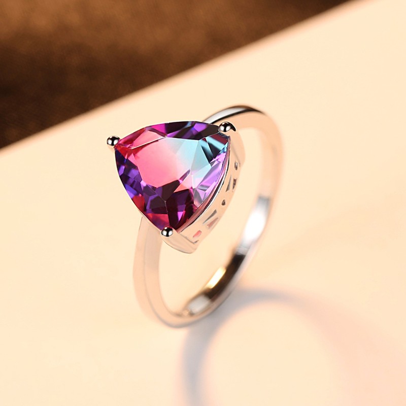 925 SILVER triangle ZIRCON RING