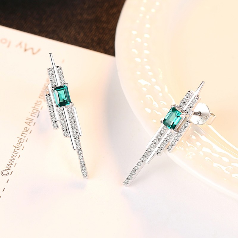 925 SILVER GREEN ZIRCON TASSEL EARRINGS