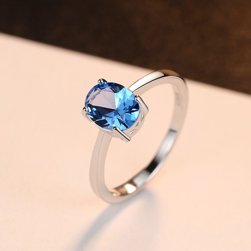 925 silver Sky Blue Pato Stone zircon ring