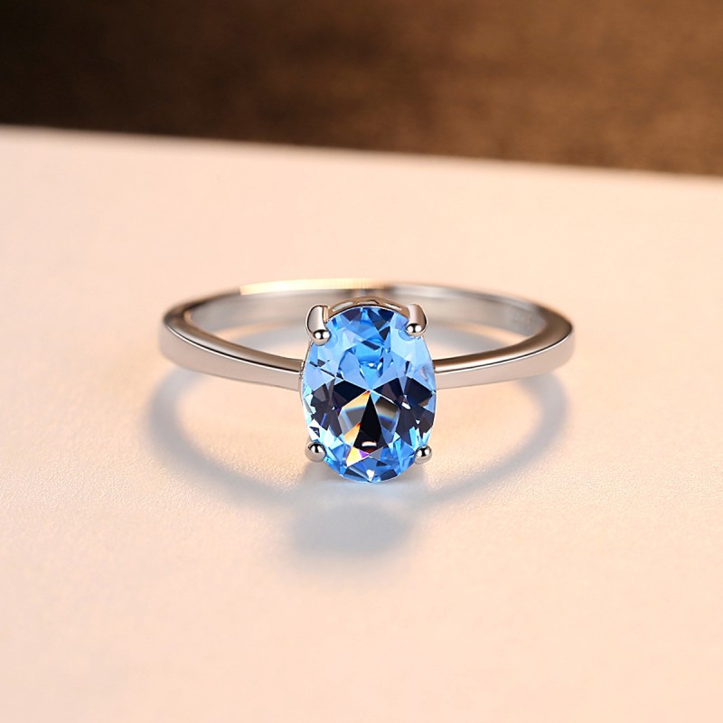 925 silver Sky Blue Pato Stone zircon ring