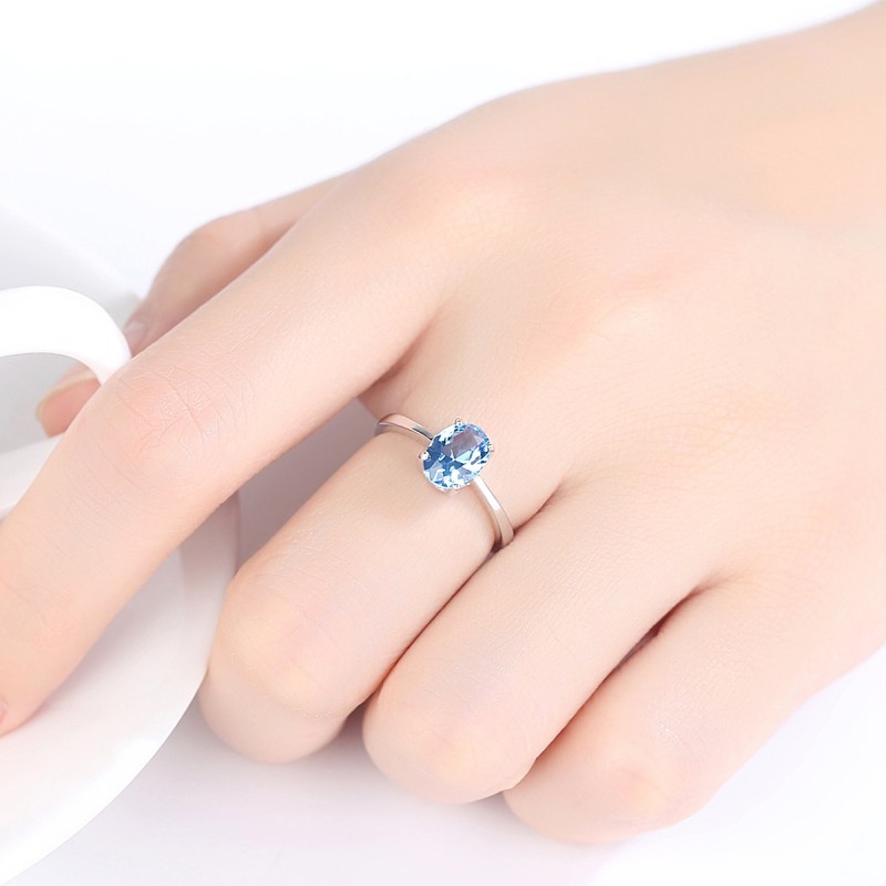 925 silver Sky Blue Pato Stone zircon ring