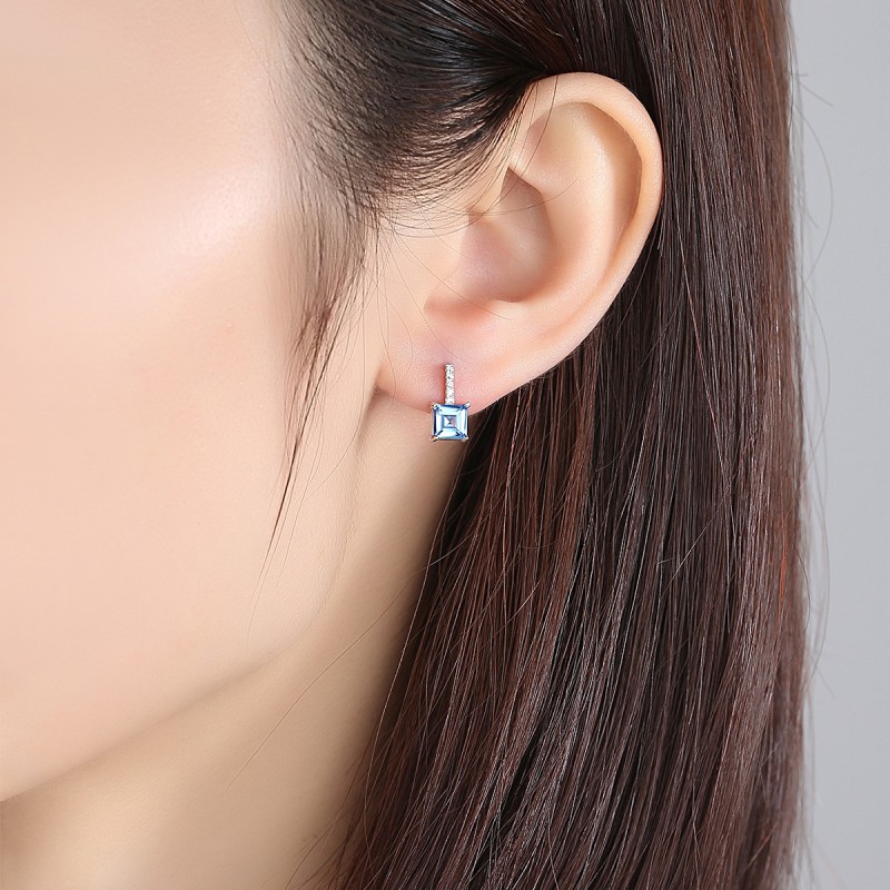 925 SILVER Sky Blue Topaz earrings stud