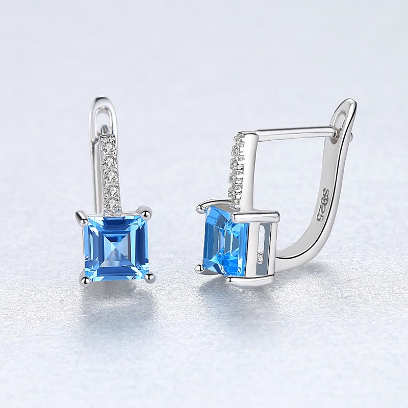 925 SILVER Sky Blue Topaz earrings stud