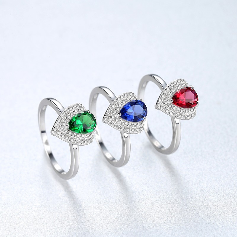 925 SILVER COLORFUL ZIRCON RING