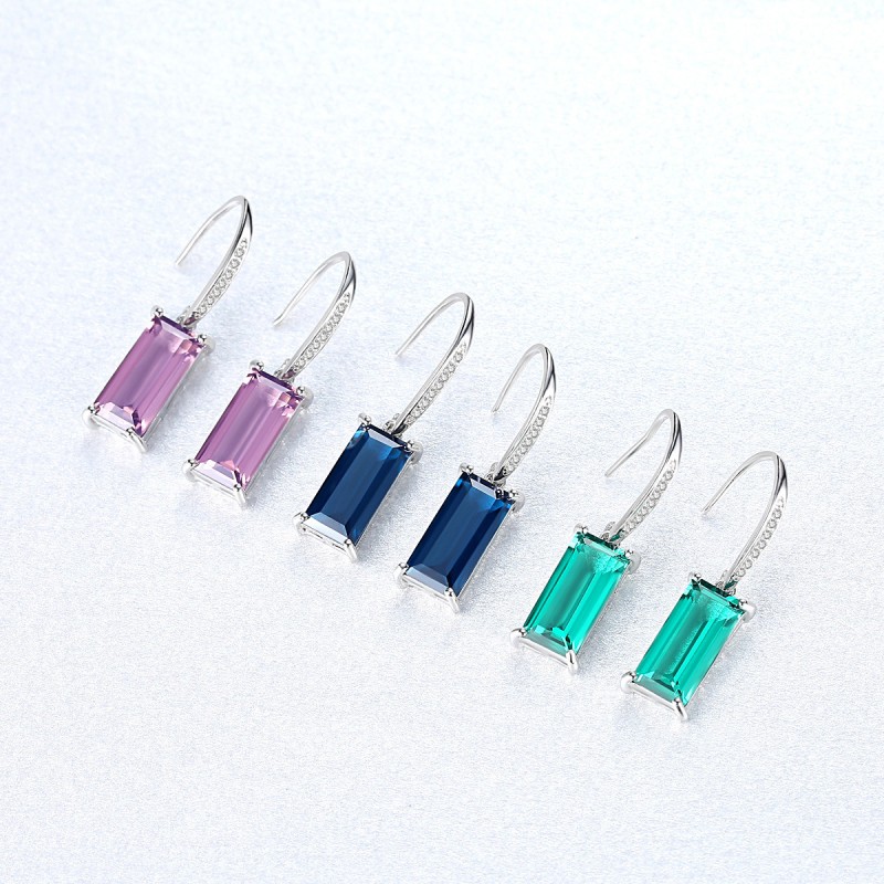 925 SILVER COLORFUL ZIRCON EARRINGS HOOK