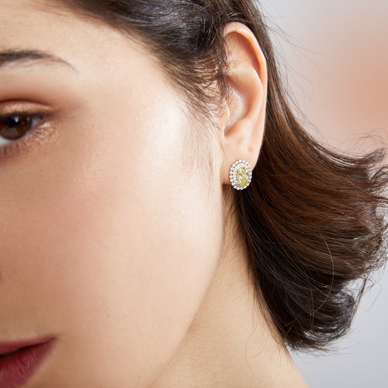 925 SILVER YELLOW ZIRCON EARRINGS 