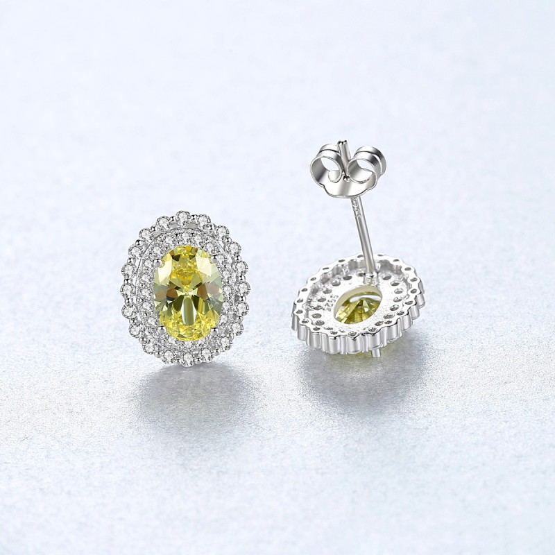 925 SILVER YELLOW ZIRCON EARRINGS 