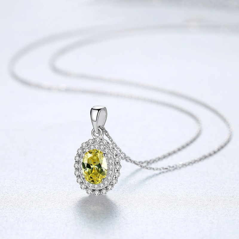 925 SILVER YELLOW ZIRCON PENDANT NECKLACE